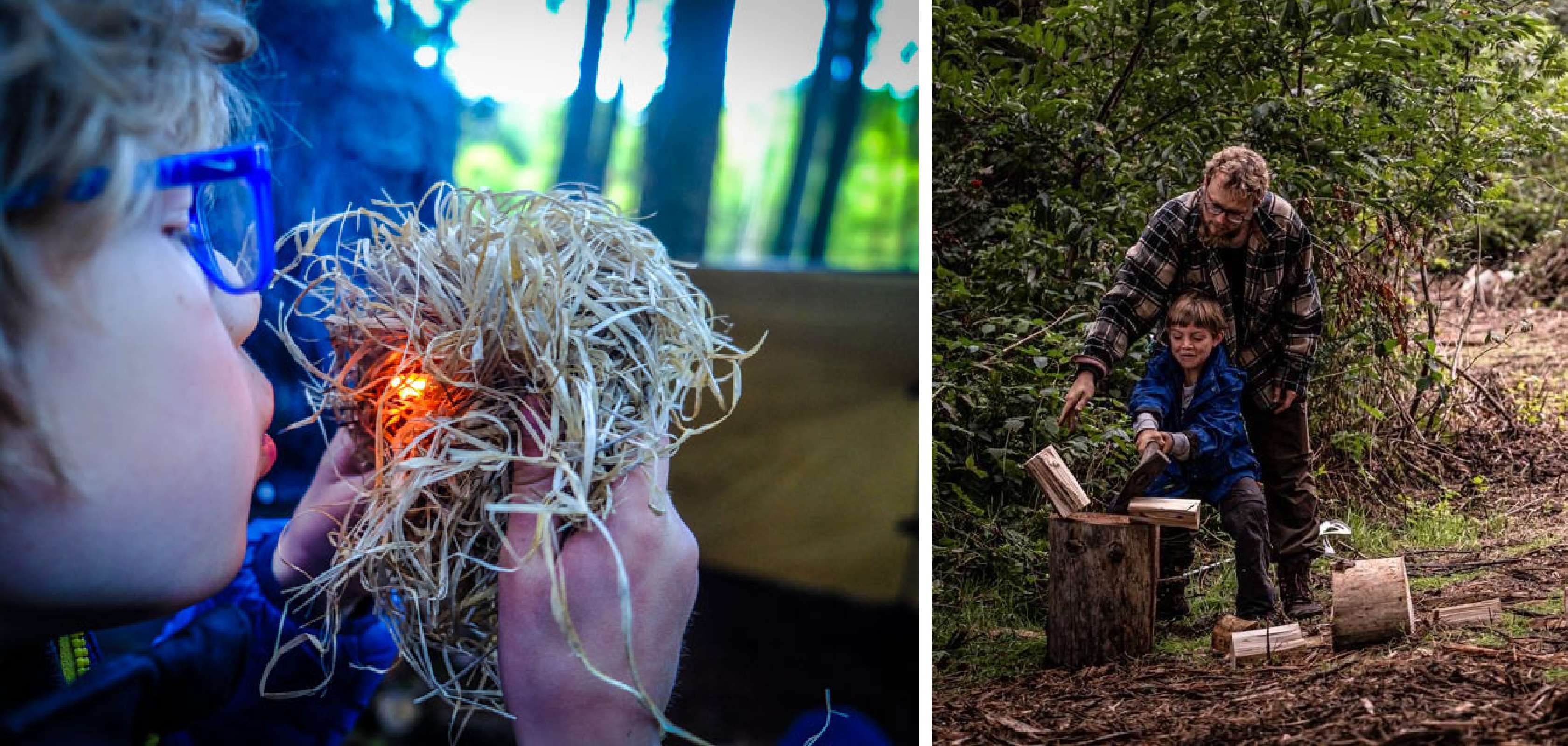 Bushcraft met gezin in het bos