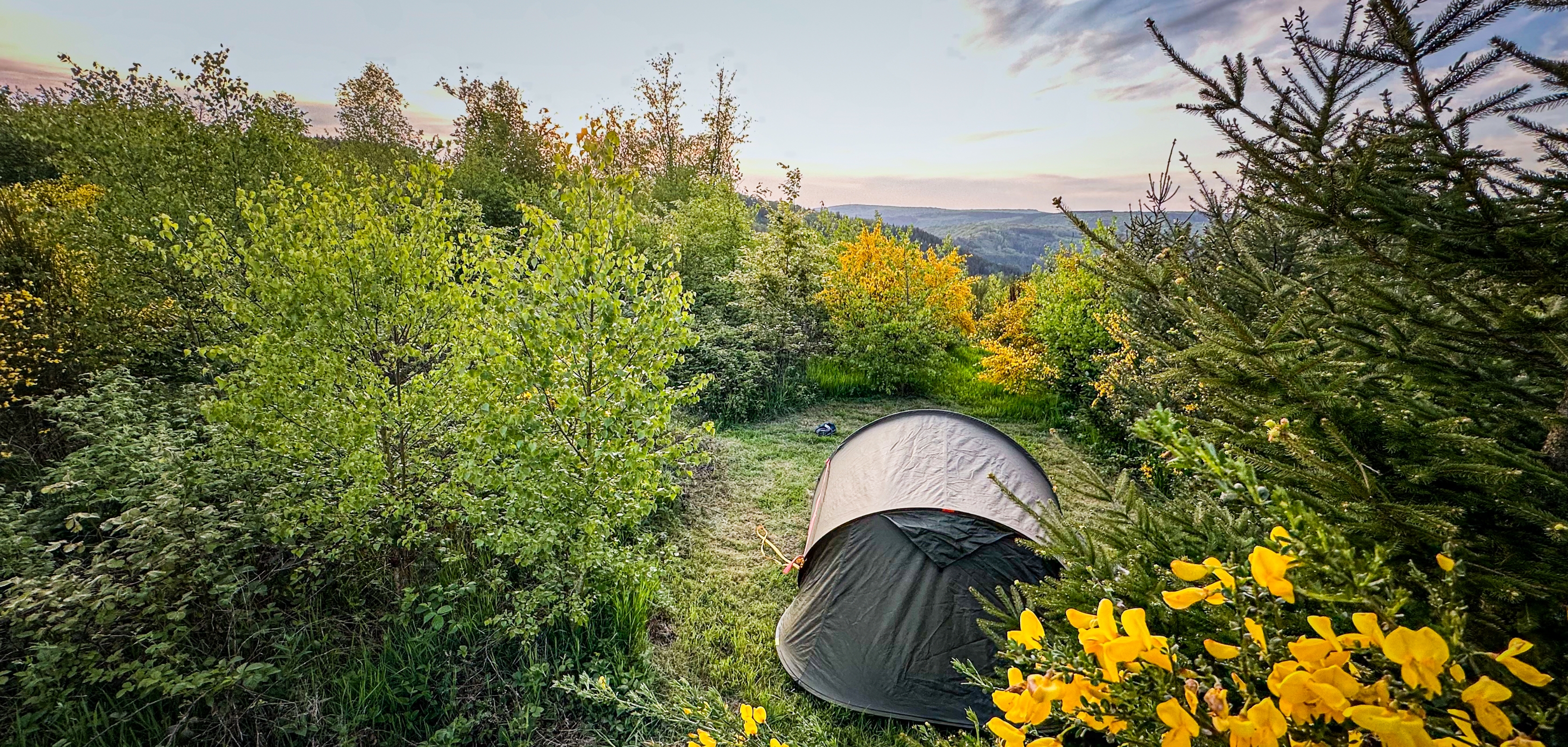 Een tent op de mooiste kampeerplek in België in de Ardennen