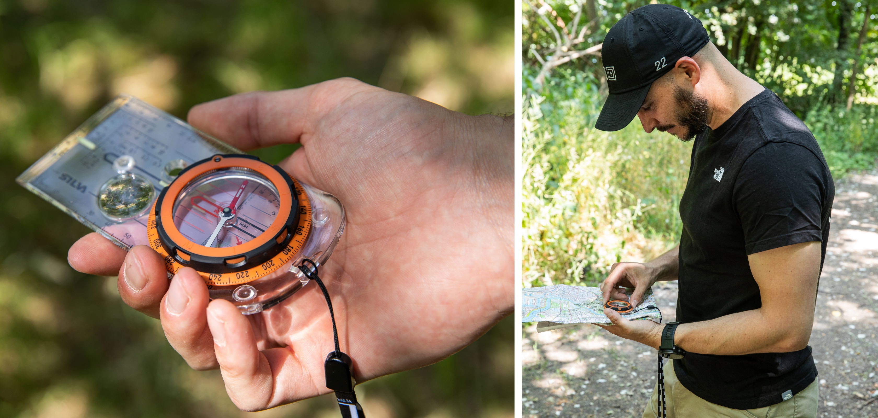 Frederic wandelt met de nieuwe Petzl Tikkina hoofdlamp in het donker door het bos